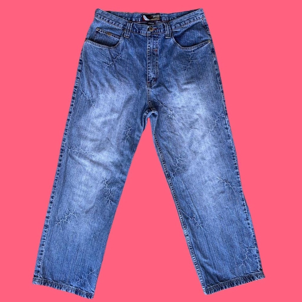 Blue mukawearing jeans size 34x32